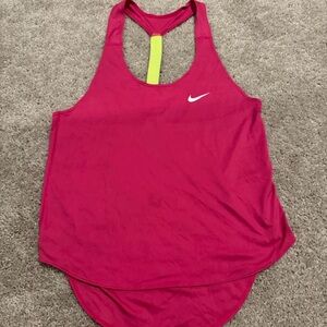 Nike Women's Hot Pink Racerback Tank with Neon Yellow Strap